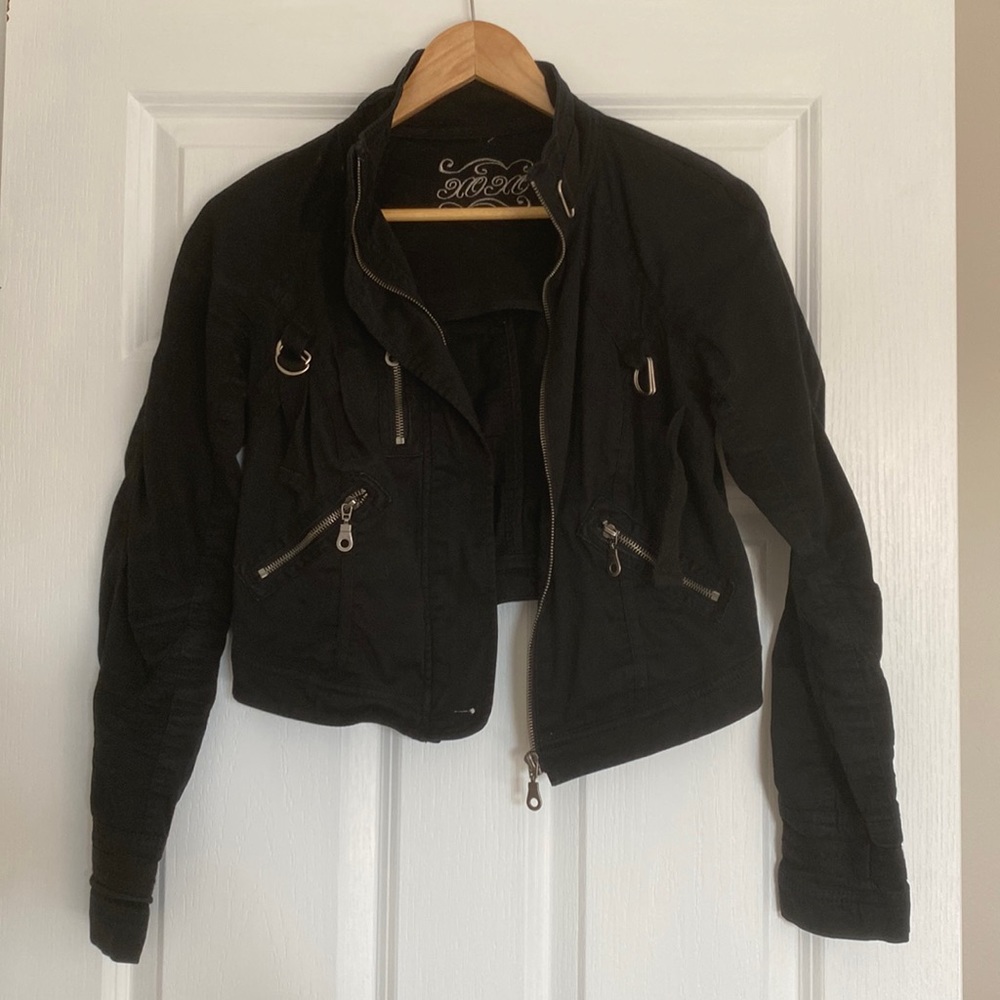 Motorcycle style cropped jacket